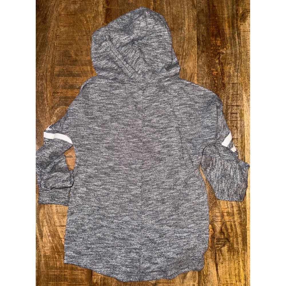 Justice Girls Grey Space Dye Rainbow Logo Hooded Top Size 7 Athletic Stripe - Picture 3 of 4